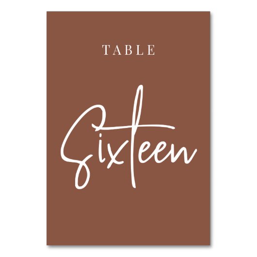 Rust Hand Scripted Table SIXTEEN Kaart (Voorkant)
