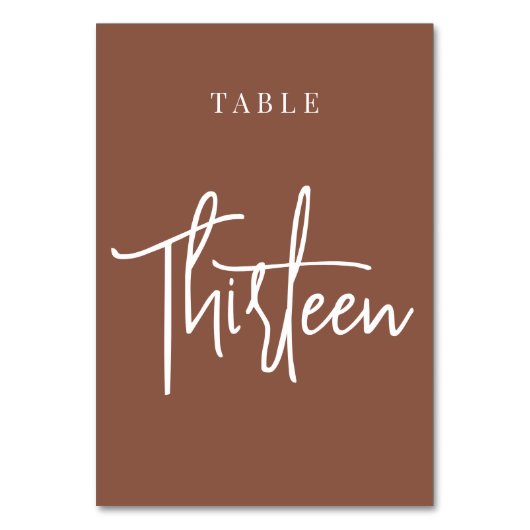 Rust Hand Scripted Table THIRTEEN Kaart (Achterkant)
