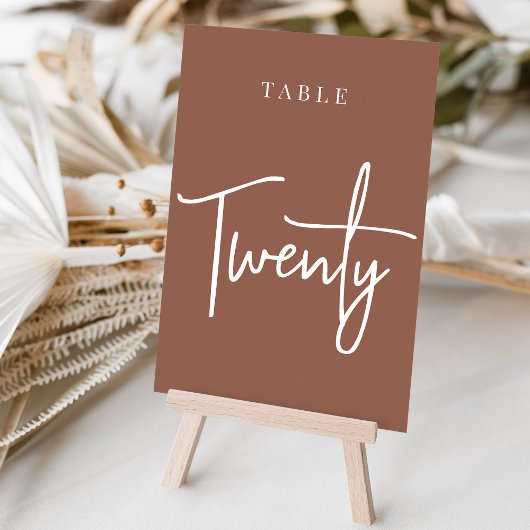 Rust Hand Scripted Table TWENTY Kaart