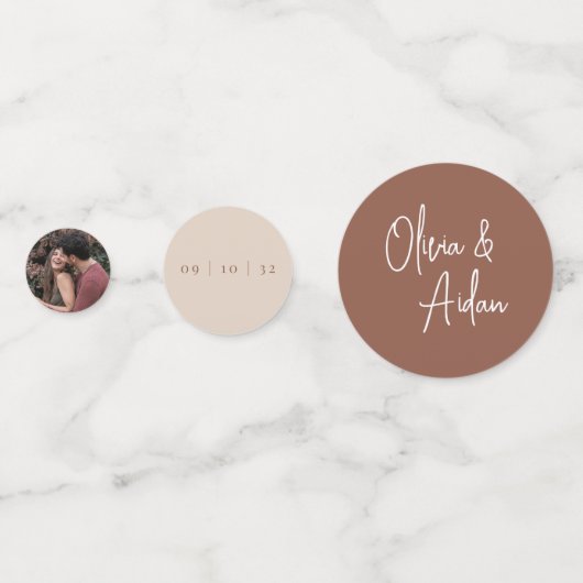 Rust | Handgeschreven script en fotobruiloft Confetti (Achterkanten)