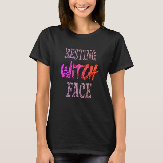 Rust heks gezicht kostuum Halloween Meme T-shirt (Voorkant)