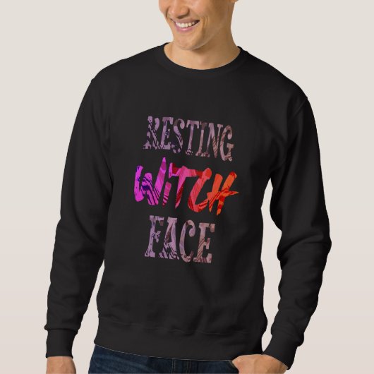 Rust heks gezicht kostuum Halloween Meme Trui (Voorkant)