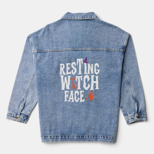 Rust heks gezicht vrouwen rustende heks gezicht denim jacket (Achterkant)