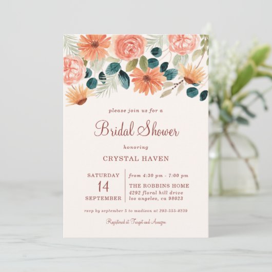 Rust Herfst Bloemenveld Bloemherfst Vrijgezellenfe Kaart (Staand voorkant)