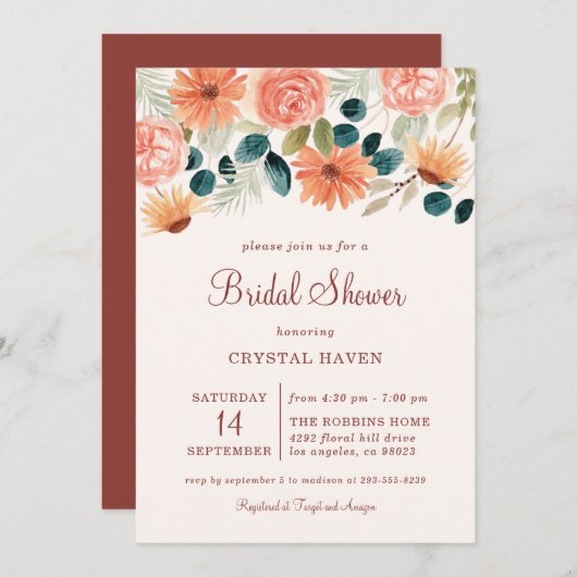 Rust Herfst Bloemenveld Bloemherfst Vrijgezellenfe Kaart (Voorkant / Achterkant)