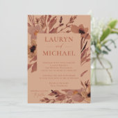 Rust herfst Waterverf bloeit bruiloft uitnodiging (Staand voorkant)