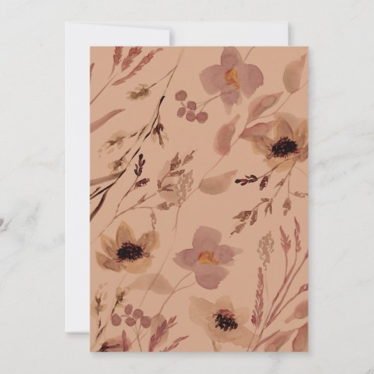 Rust herfst Waterverf bloeit bruiloft uitnodiging (Achterkant)