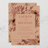 Rust herfst Waterverf bloeit bruiloft uitnodiging (Voorkant / Achterkant)