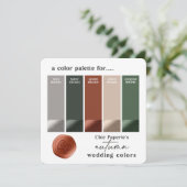 Rust Hunter Green Fall Wedding Color Palette Card Kaart (Staand voorkant)