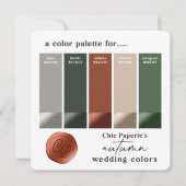 Rust Hunter Green Fall Wedding Color Palette Card Kaart (Voorkant)