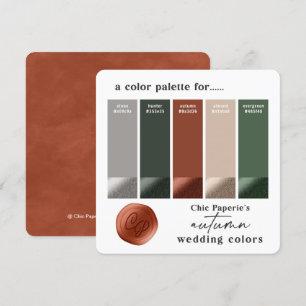 Rust Hunter Green Fall Wedding Color Palette Card Kaart