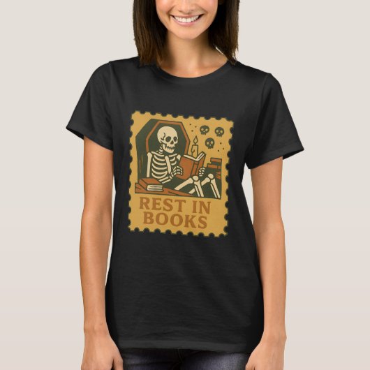Rust in boeken - Gothic Skeleton Reader Shirt (Voorkant)
