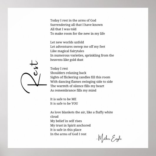 Rust in de armen van God Love Poem poster muurkuns (Voorkant)