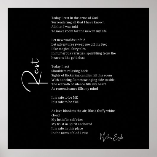 Rust in de armen van God Love Poem poster muurkuns (Voorkant)