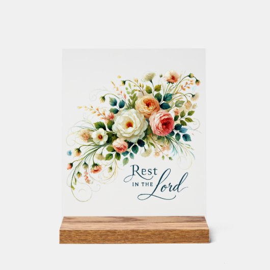 Rust in de Heer Bloemen Acryl Bord (Voorkant)