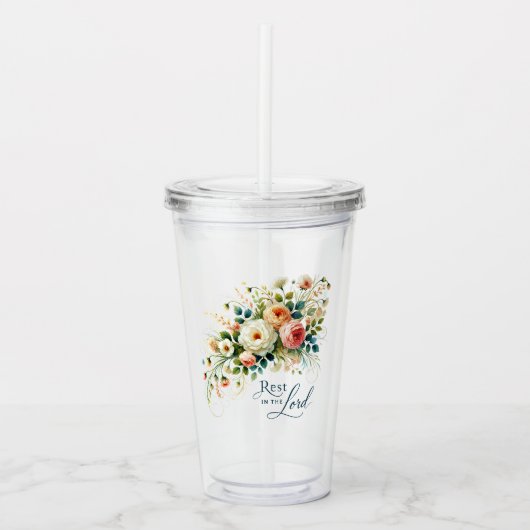 Rust in de Heer Bloemen Acryl Drinkbeker (Voorkant)