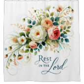 Rust in de Heer Bloemen Douchegordijn (Voorkant)