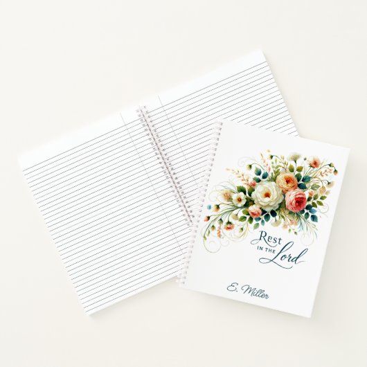Rust in de Heer bloemen gepersonaliseerd Notitieboek (Binnen)