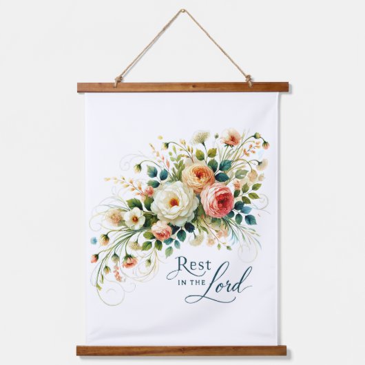 Rust in de Heer Bloemen Hangend Wandkleed (Voorkant)