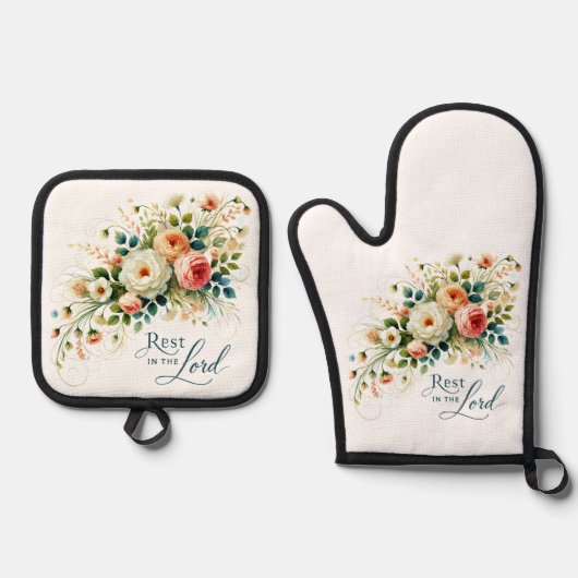 Rust in de Heer Bloemen Ovenwant & Pannenlap Set (Voorkant)