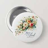Rust in de Heer Bloemen Ronde Button 7,6 Cm (Voorkant /achterkant)