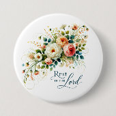 Rust in de Heer Bloemen Ronde Button 7,6 Cm (Voorkant)