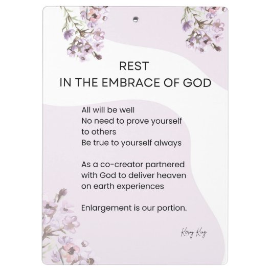 Rust in de omhelzing van Gods gedicht Klembord (Achterkant)