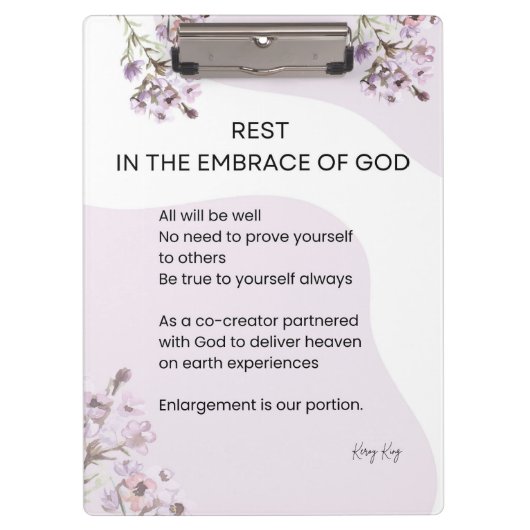 Rust in de omhelzing van Gods gedicht Klembord (Voorkant)