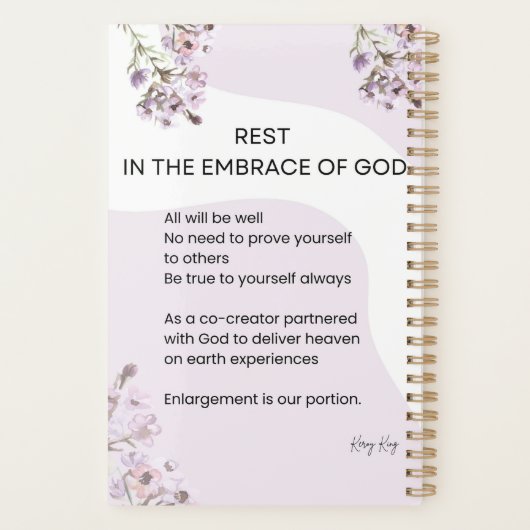 Rust in de omhelzing van Gods gedicht Planner (Achterkant)