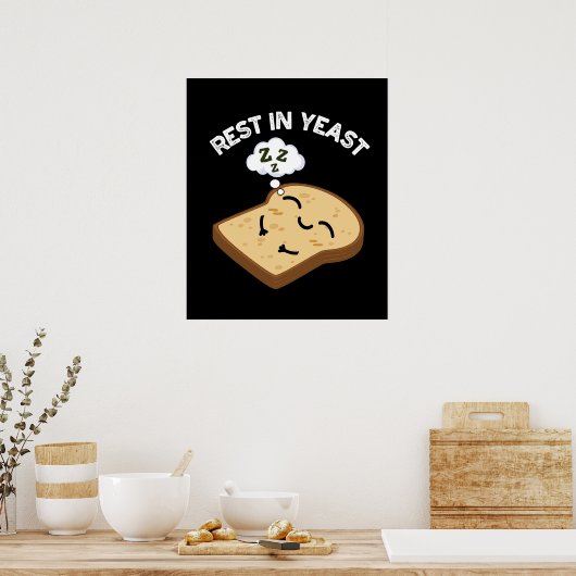 Rust in gist Grappig brood puns donker BG Poster (Keuken)