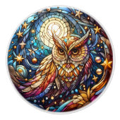 Rust in Glass A Floral Glas in lood Window Keramische Knop (Voorkant)