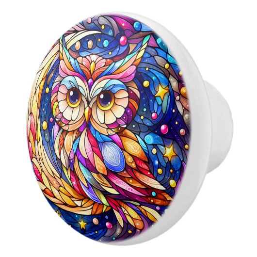 Rust in Glass A Floral Glas in lood Window Keramische Knop (Rechts)