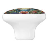 Rust in Glass A Floral Glas in lood Window Keramische Knop (Zijkant)