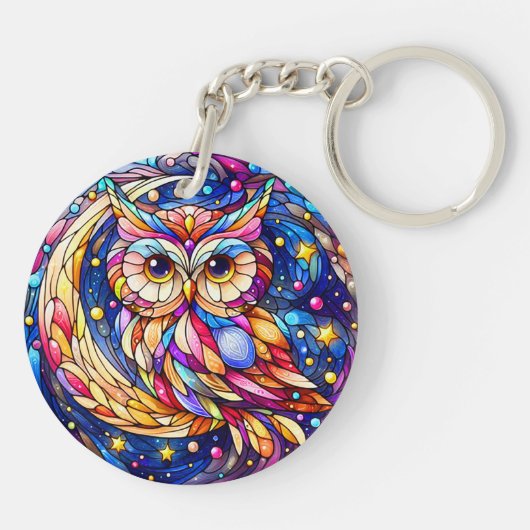 Rust in Glass A Floral Glas in lood Window Sleutelhanger (Achterkant)