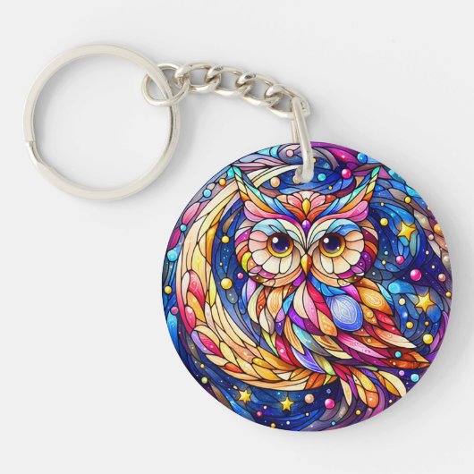 Rust in Glass A Floral Glas in lood Window Sleutelhanger (Voorkant)