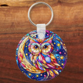 Rust in Glass A Floral Glas in lood Window Sleutelhanger (Achterkant)