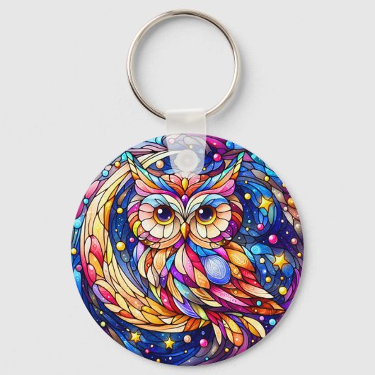 Rust in Glass A Floral Glas in lood Window Sleutelhanger (Achterkant)