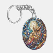 Rust in Glass A Floral Glas in lood Window Sleutelhanger (Voorkant Links)