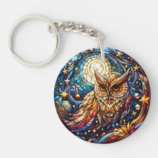 Rust in Glass A Floral Glas in lood Window Sleutelhanger (Voorkant)