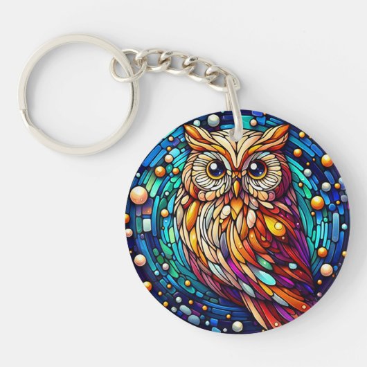 Rust in glazen bank en bloemen op vlekken sleutelhanger (Voorkant)