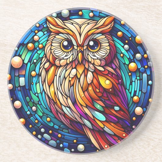 Rust in glazen bank en bloemen op vlekken zandsteen onderzetter (Voorkant)