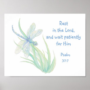 Rust in Lord Scripture Dragonfly Blue, Green Poster
