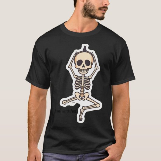 Rust in pose grappig skelet yoga halloween ontwerp t-shirt (Voorkant)