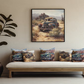 Rust in vrede: Kunst van oude auto's uit de woesti Canvas Afdruk