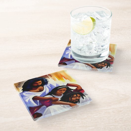 Rust in Zijn tegenwoordigheid Glas Onderzetter Glazen Onderzetter (Schuin)