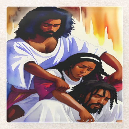 Rust in Zijn tegenwoordigheid Glas Onderzetter Glazen Onderzetter (Voorkant)