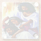 Rust in Zijn tegenwoordigheid Glas Onderzetter Glazen Onderzetter (Achterkant)