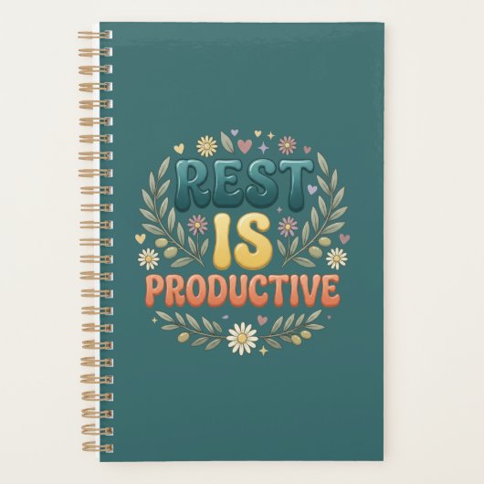 Rust Is Productief | Zelfzorg & Traag Leven Inspir Planner (Voorkant)