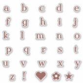 Rust Kleur onderste Hoesje letters Alphabet Heart Sticker (Voorkant)