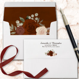 Rust & koraal Rozen Elegant White Wedding Envelop